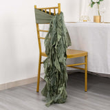 5 Pack Eucalyptus Sage Green Curly Willow Chiffon Satin Chair Sashes