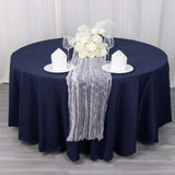 9ft White Sheer Crinkled Organza Table Runner, Premium Shimmer Chiffon Layered Table Runner