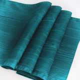 12x108inch Accordion Crinkle Taffeta Table Runner, Elegant Linen Runner - Teal#whtbkgd