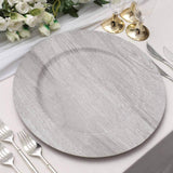 6 Pack | 13inch Gray Rustic Faux Wood Plastic Charger Plates