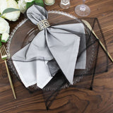 10 Pack | Black Sheer Organza Decorative Dinner Table Napkins - 23x23inch