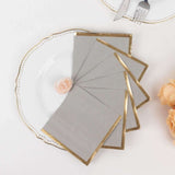 50 Pack Gray Disposable Cocktail Napkins with Gold Foil Edge