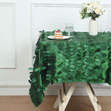 54" Green 3D Leaf Petal Taffeta Fabric Square Table Overlay