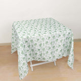 Dusty Sage Green Polyester Square Tablecloth in French Toile Pattern