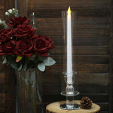 2 Pack | 14inch Tall Clear Crystal Glass Hurricane Taper Candle Holders