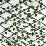 Wooden Lattice Fence With Artificial Ivy Leaf Trellis Vines, Accordion Backdrop Fencing#whtbkgd