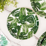 25 Pack | Tropical Palm Leaf Mix 7inch Dessert Disposable Paper Plates, Appetizer Salad Plates