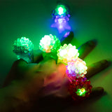 24 Pack Rubber LED Light-Up Rings, Flashing Jelly Finger Toys with 3 Flashing Modes for Party Favors