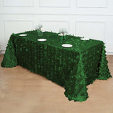 90x156inch Green 3D Leaf Petal Taffeta Fabric Rectangle Tablecloth
