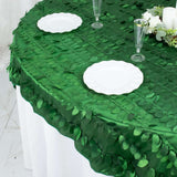 72inch x 72inch Green 3D Leaf Petal Taffeta Fabric Table Overlay