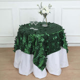 54" Green 3D Leaf Petal Taffeta Fabric Square Table Overlay