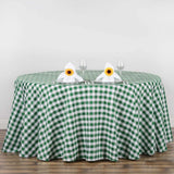 Buffalo Plaid Tablecloth | 120" Round | White/Green | Checkered Gingham Polyester Tablecloth