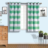 White/Mint Cabana Stripe Thermal Blackout Window Curtain Grommet Panels, Noise Cancelling Curtains