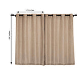 2 Pack | Handmade Taupe Faux Linen Curtains 52x64inch Curtain Panels With Chrome Grommets