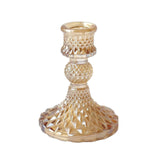 6 Pack | 4inch Gold Glass Diamond Pattern Pillar Votive Candle Stands#whtbkgd