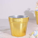 6 Pack | 3inch Gold Plastic Party Favor Bucket-Containers, Mini Succulent Nursery Planters