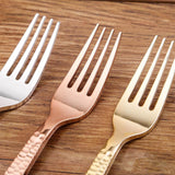 24 Pack | Rose Gold Hammered Style 7inch Heavy Duty Plastic Forks, Plastic Silverware