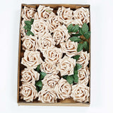 24 Roses | 5inch Champagne Artificial Foam Flowers With Stem Wire and Leaves