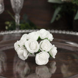 48 Roses | 1Inch White Real Touch Artificial DIY Foam Rose Flowers With Stem, Craft Rose Buds