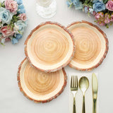 25 Pack | 7inch Natural Rustic Wood Slice Disposable Salad Party Plates