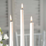 12 Pack | Metallic Pearl White 10inch Premium Wax Taper Candles, Unscented Candles