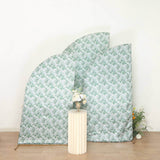 Set of 3 White Green Satin Chiara Wedding Arch Covers With Eucalyptus Leaves Print