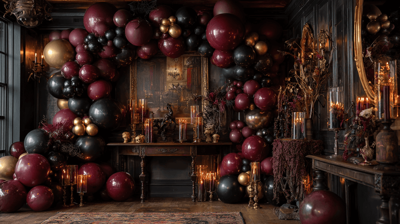Halloween Balloon Arch Burgundy Layers