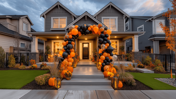 Halloween Balloon Arch Outdoor Patio