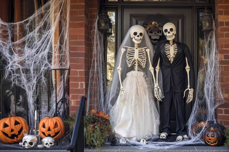 halloween porch decor- bride groom