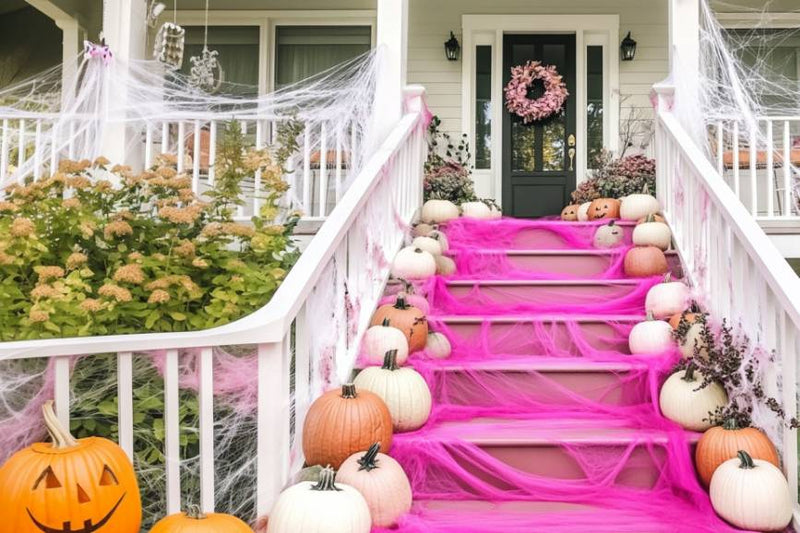 halloween porch decor- spider webs