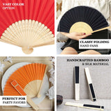 5 Pack Dusty Rose Asian Silk Folding Fans Party Favors, Oriental Folding Fan Favors