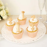 25 Pack | Blush Rose Gold Lace Laser Cut Paper Cupcake Wrappers, Muffin Baking Cup Trays