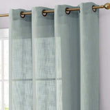 2 Pack | Handmade Dusty Blue Faux Linen Curtains 52x84inch Curtain Panels With Chrome Grommets