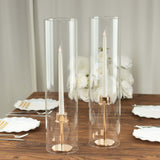 2 Pack Clear Candelabra Candle Holder Glass Shades With Open Ends, Pillar Hurricane Candle Shades