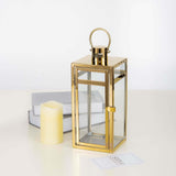 12inch Gold Vintage Top Stainless Steel Candle Lantern Centerpiece Outdoor Metal Patio Lantern