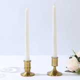 Set of 4 Vintage Gold Metal Pillar Candle Holders with Sturdy Round Base