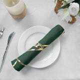 5 Pack | Modern Hunter Green & Geometric Gold Cloth Dinner Napkins, Emerald | 20x20Inch