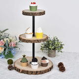 19inch 3-Tier Tower Natural Wood Slice Cheese Board Cupcake Stand, Rustic Centerpiece