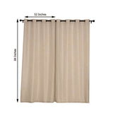 2 Pack | Handmade Beige Faux Linen Curtains 52x84inch Curtain Panels With Chrome Grommets