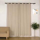 2 Pack | Handmade Beige Faux Linen Curtains 52x96inch Curtain Panels With Chrome Grommets