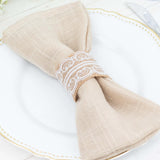 Rustic Boho Chic Burlap and Lace Napkin Rings, Farmhouse Style Jute Serviette Buckles Holder