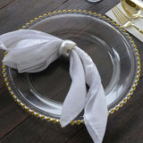 8 Pack | 12inch Gold Beaded Round Glass Charger Plates, Event Tabletop Decor