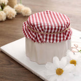 6inch Red / White Gingham Mason Jar Cloth Lid Covers, Checkered Jam Jar Covers with Jute String