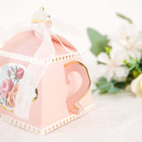 25 Pack 4inch Dusty Rose Mini Teapot Favor Boxes, Tea Time Gift Box with Ribbon