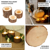 Set of 3 | Assorted Rustic Wood Slice Tealight Candle Holders