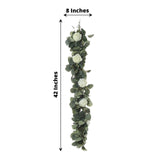 42inch Green Artificial Eucalyptus Leaf, Ranunculus Flower Garland Vine