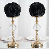 2 Pack | 7inch Black Artificial Silk Rose Flower Ball, Silk Kissing Ball