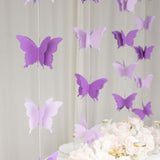 2 Pack | 9ft Purple 3D Paper Butterfly Hanging Garland Streamers, Party String Banners