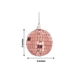 2inch Blush / Rose Gold Foam Disco Mirror Ball With Hanging Strings, Holiday Christmas Ornaments