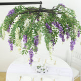 55inch Cream Purple Artificial Silk Wisteria Vine Round Hanging Canopy, Draping Garland Flower